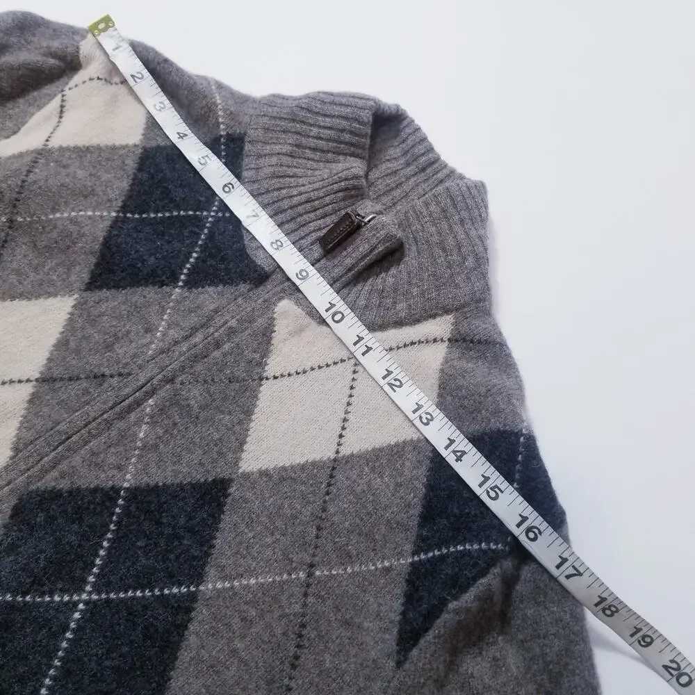 Premium Lambswool by J. Crew Argyle Full Zip Sweater